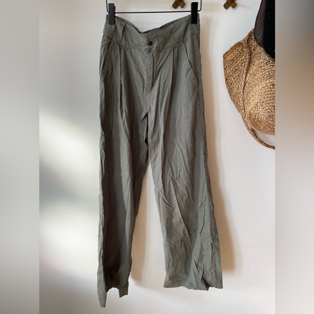 Vintage khaki green wide leg trousers